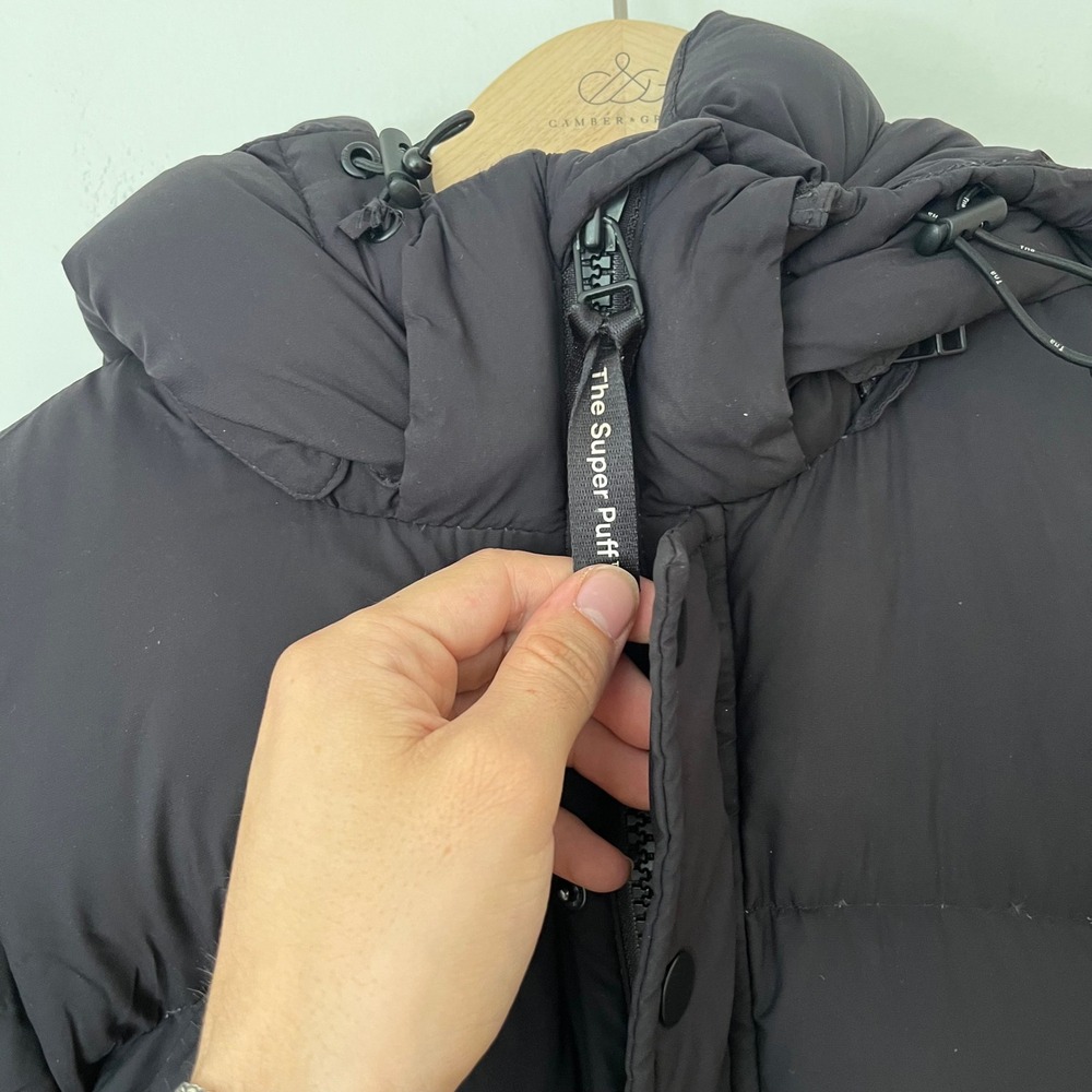 Tna Aritzia The Super Puff Black Goose Down Puffer Jacket Hooded XS Matte - Picture 6 of 10